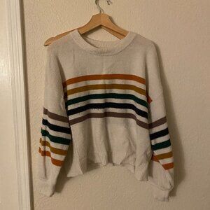 Lulu's Heart to Heart Ivory Multi Striped Sweater